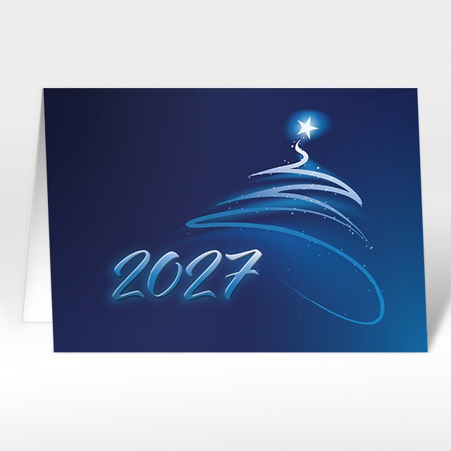 Neujahrskarte Weihnachtsbaum mit Jahreszahl