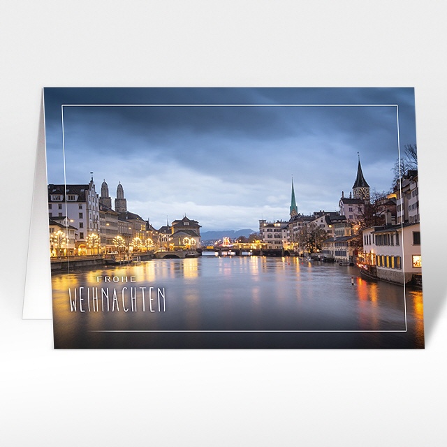 Weihnachtskarte Stadt Z&uuml;rich, Limmat