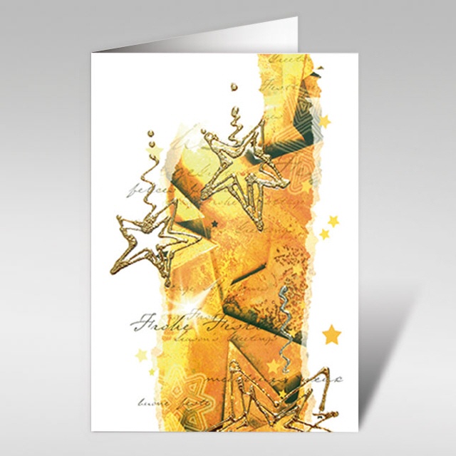 Weihnachtskarte, Sterne in gold, A5 hoch