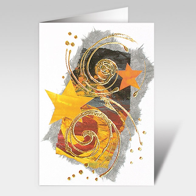 Weihnachtskarte, Sterne, gold, A5 hoch