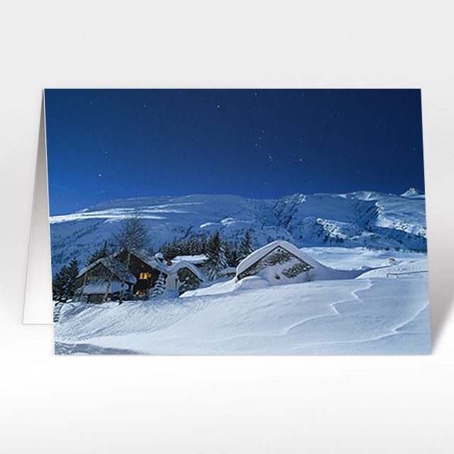 Weihnachtskarte, Schneepiste, A5 quer