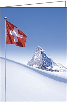 Weihnachtskarte, Matternhorn, Schweizerfahne, A5